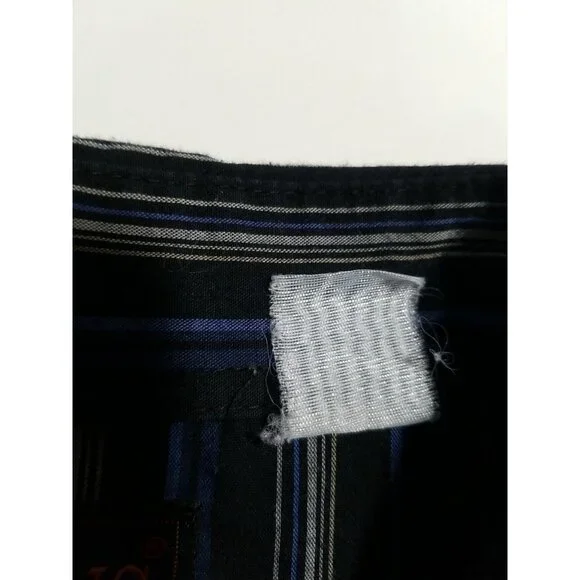 Plains Vintage Western Wear Shirt Mens XL Pearl Snap Black Blue Stripe LS - Picture 11 of 11